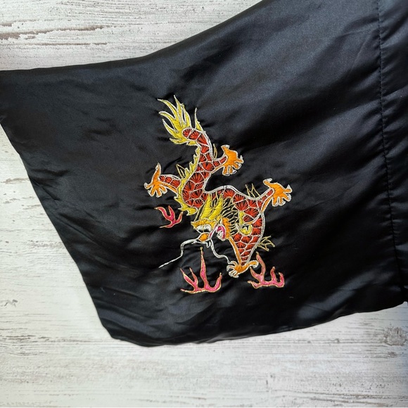 VINTAGE 100% Silk Embroidered Dragon Bird Kimono Robe Unisex - Picture 7 of 16